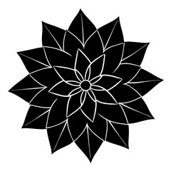 Flower black silhouette vector, Simple silhouette Design vector icon with white background.	