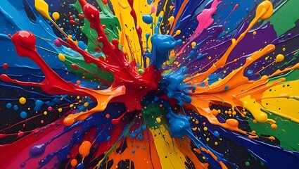 Colorful splatter paint background with bold, energetic strokes
