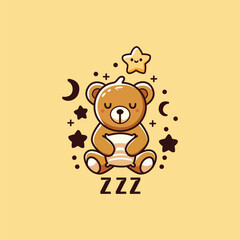 SLEEP TEDY BEAR ILLUSTRATION