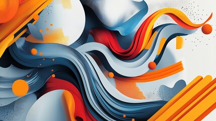 High detail representation of advertising principles emphasizing symbolic layers flowing shapes that represent key strategies for brand promotion including targeting messaging and media selection