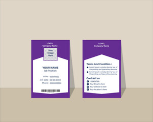 Print, ID card vector template for print, Professional ID card, Identity Card, Creative Design, Customizable design for Print or digital use, Adobe Illustrator Vector file high-quality for Branding.