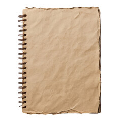 Fototapeta premium Old brown spiral notebook with crinkled pages for sketching and writing close-up view