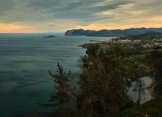 colorful sunset on the coast