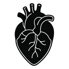 Anatomical heart icons, black silhouettes