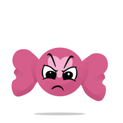 angry candy of love mascot illustration for design. cute and playful concept. sweethearts, romantic, couples, partner, young, and connected themes