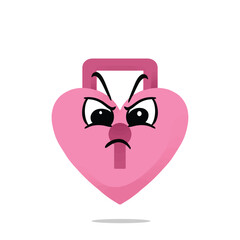 angry padlock of love mascot illustration for design. cute and playful concept. sweethearts, romantic, couples, partner, young, and connected themes