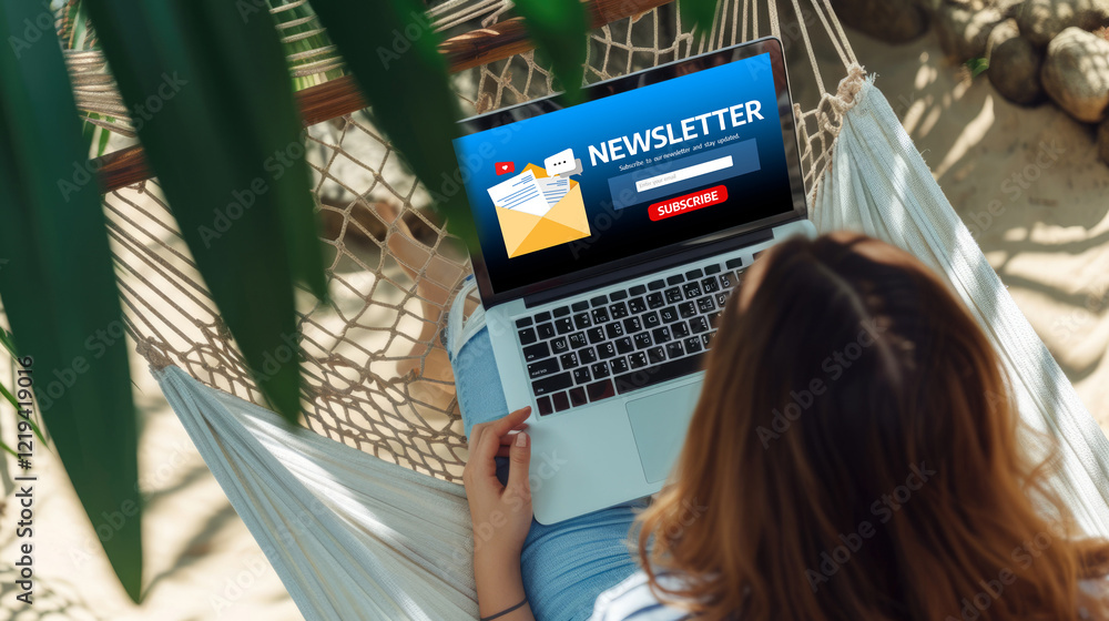 Poster newsletter signup page on computer for customer to subscribe brisk newsletter update information to 