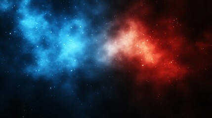 Fototapeta premium Cosmic Nebula Divided Blue and Red Hues