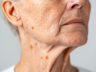 Close-up of Aging Skin with Visible Changes and Freckles – Dermatology Concept