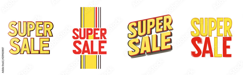 Poster the image displays various stylized text versions of a super sale advertisement, suitable for promot