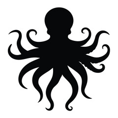 Octopus Silhouette Vector Art and Black Octopus Design Illustrations