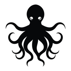 Octopus Silhouette Vector Art and Black Octopus Design Illustrations