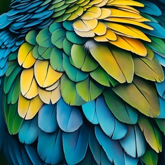 Obraz premium Parrot on branch with dense forest as backdrop