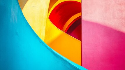 Obraz premium A colorful wall with a blue section and a yellow section