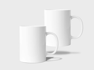 Realistic white cup mockup, Two mug mockup