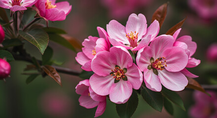 Obraz premium White background featuring pink floral arrangements.