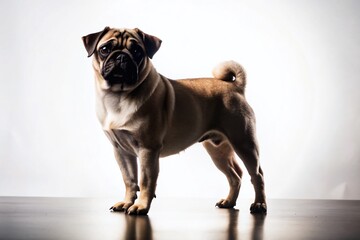 Obraz premium Silhouette of a Pug Dog Against a White Background - Stock Photo