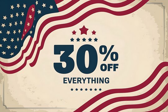 30% Off Everything - Patriotic Sale Graphic - Powered by Adobe
