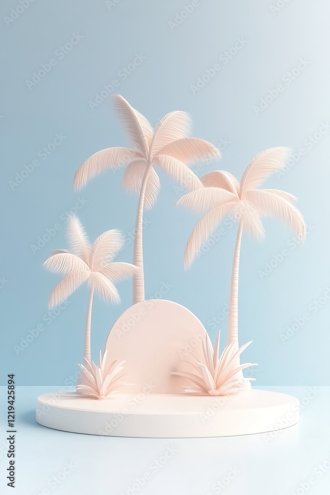 Aufkleber the setup features palm tree shapes in neutral tones arranged on a smooth white surface. the clear b