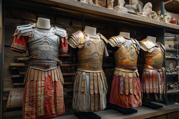 Roman soldier armor on battle display