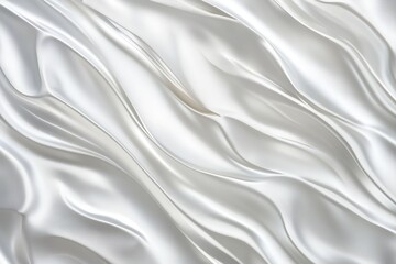 Obraz premium Abstract White Background with Waves of Smooth Satin Fabric, Elegant and Luxurious Wallpaper for Design