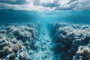 Dead coral reef in warming ocean