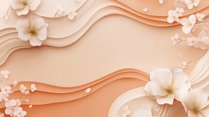 Elegant Peach Background With Delicate Paper Flowers