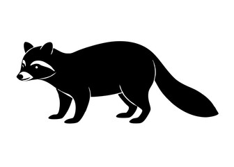 raccoon black silhouette vector, Simple silhouette Design vector icon with white background. Wild animal silhouette