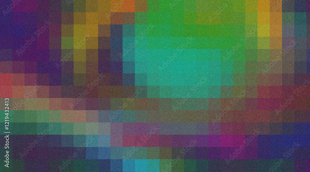 Poster generating colorful pixelated backdrop with gritty texture, highlighting contemporary digital graphi