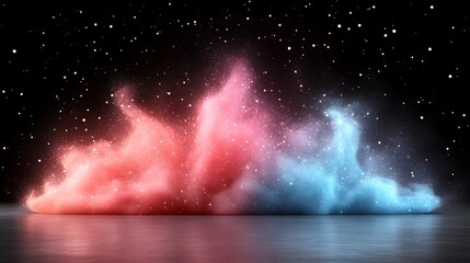 Abstract Cosmic Nebula Pink Blue Cloudscape