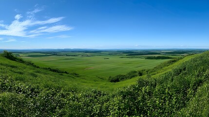 Obraz premium Panoramic View of Majestic Aomori Countryside Under Clear Sky
