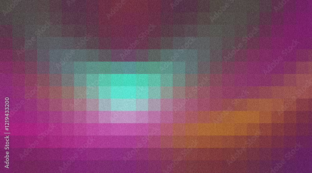 Poster abstract background with colorful pixelated pattern and grainy texture, creating a vibrant and textu