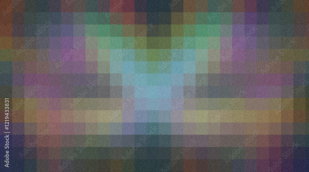 Poster grainy texture forming a colorful pixelated background with a subtle v shape, ideal for websites, pr