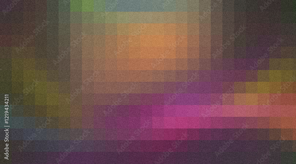Poster pixelated colorful background displaying layered rectangles with grainy texture, generating vibrant 