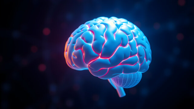 Human brain Anatomical Model 3d illustration. Generative AI