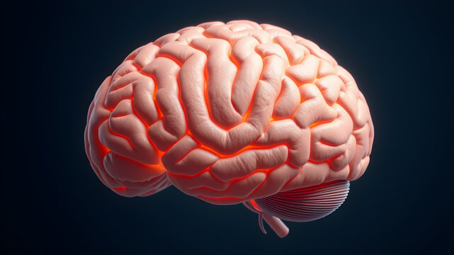 Human brain Anatomical Model 3d illustration. Generative AI