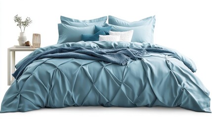 Cozy Blue Bedding Set in Tasteful Bedroom Style