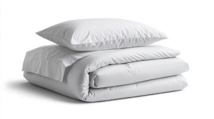 Fresh White Bedding Set on a Clean Background