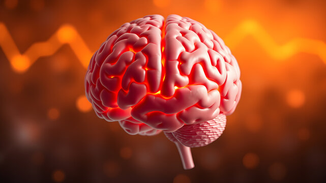 Human brain Anatomical Model 3d illustration. Generative AI
