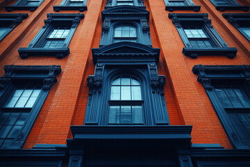 Obraz premium Elegant Brick Building with Dark Window Frames