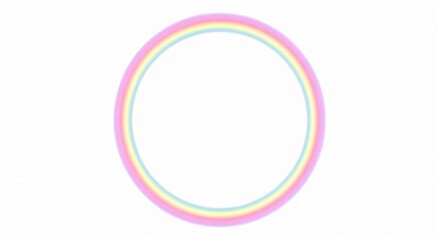 Obraz premium Minimalist neon rainbow circle on soft white background for modern design
