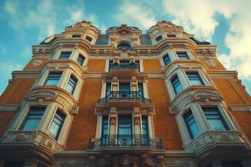 Fototapeta premium Elegant European Building Exterior Architectural Detail