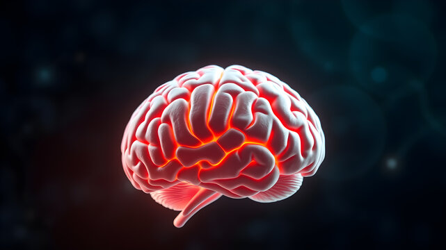 Human brain Anatomical Model 3d illustration. Generative AI
