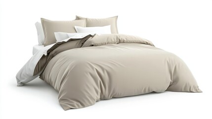 Soft Neutral Bedding Set on Modern Bed