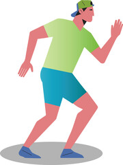 Illustration of Side View of a Man Running Fast 