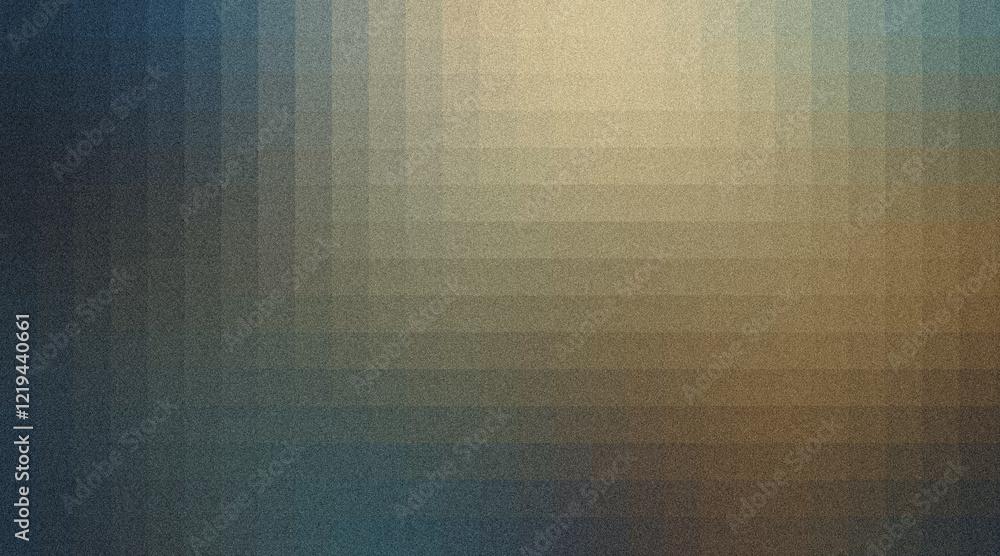 Poster grainy gradient transitioning from deep blue to soft beige, delivering nuanced textural visual depth