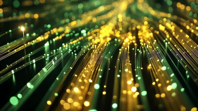 Explore a mesmerizing visual landscape of golden and green lights dancing in harmony. This captivating video immerses you in a dazzling display of digital artistry and ambient elegance.