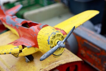 Antique child's metal airplane toy