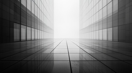 Obraz premium A vertical perspective view of a modern glass skyscraper, showcasing its sleek, reflective facade.