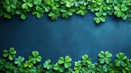 Shamrock border on a dark blue background. Perfect for St. Patrick's Day designs or spring themes.